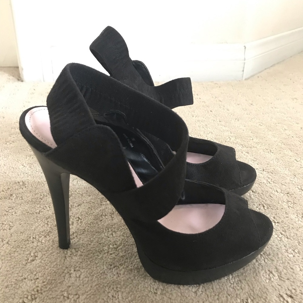 Slightly used black suede 4” heels